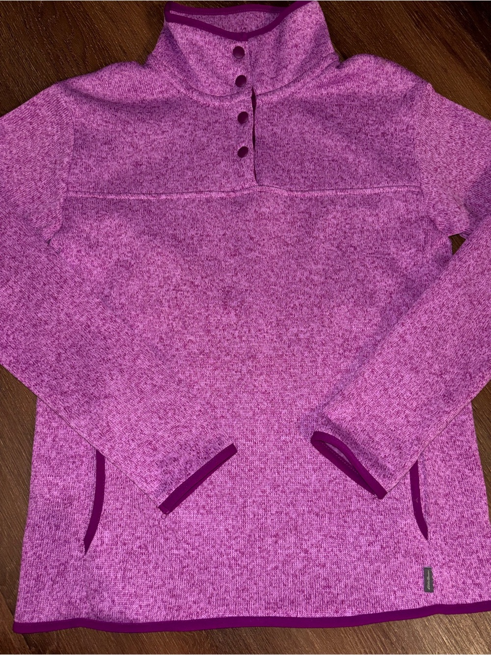Eddie Bauer Purple-Pink Button-Neck Fleece Pullover